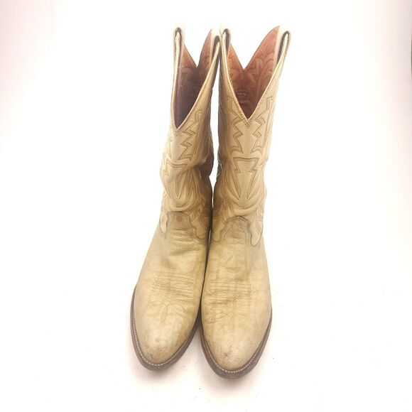 Mens Vintage Nocona Red Label Bone Color Exotic Cowboy Boots 9 D USA Made main image 7